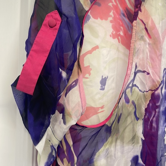 Kas New York Floral Button down blouse New sheer purple pink - Picture 7 of 8